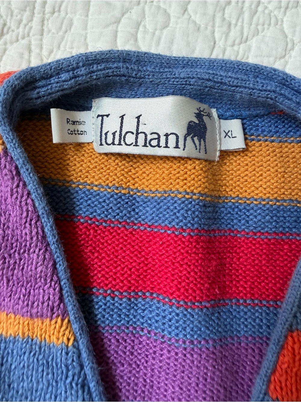 Tulchan vintage Ramie Cotton cardigan colorful striped - Picture 3 of 9